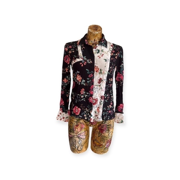 maje top blouse button down XS Size 1 floral long sleeve - Picture 1 of 8